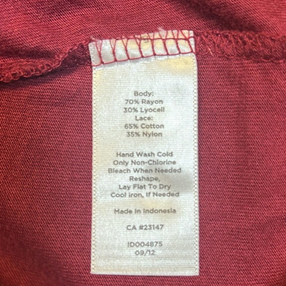 Talbots Maroon Lace Front Tank Top - Picture 4 of 8